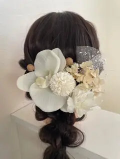 A570 白　髪飾り　成人式　結婚式　卒業式　浴衣　袴　レース