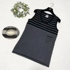 本物 美品 シャネル ココマーク カシミヤ ノースリーブ ニット セーター 42