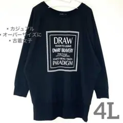 【人気セール✨】大きいサイズ　黒　長袖Tシャツ 英語ロゴ　古着女子　カジュアル