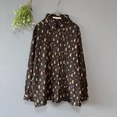 コルディア［F］美品　薄手さらり　速乾　ボタニカルフラワープリント長袖ブラウス