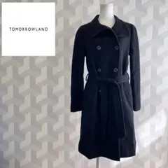 【トゥモローランド コレクション】美品 ウール ダブル コート 黒ブラック