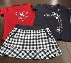 フィラ☆テニスTシャツ2枚とチェックスカートセット