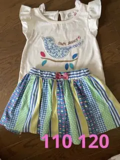鳥の刺繍付きTシャツとスカートセット　futafuta