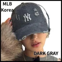 【MLB korea】韓国限定＊ダメージキャップ＊ダークグレー＊新品
