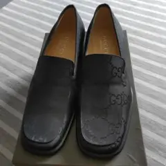GUCCI GG柄定番ロゴキャンバスローファーブラック37