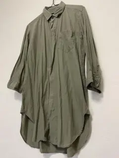 HARE ロングシャツ 7分丈 カーキ ミリタリーシャツ ドレスシャツ
