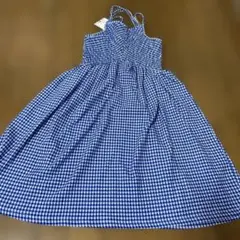ZARAノースリーブ ワンピース 青白チェック
