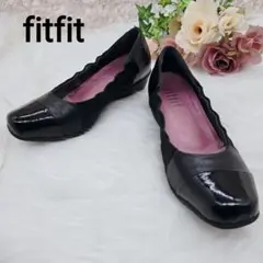 ✨極美品✨フィットフィット 撥水 バレエ パンプス 黒 23.5cm 外反母趾