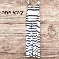 【夏物SALE】one way ロングワンピース ノースリーブ ボーダー マキシ