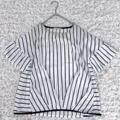 フレフル【F】ブラウス/半袖 ストライプ柄 タック キレイめ 爽やか 春夏