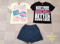 BABY DOLL他♔子ども服 Tシャツ＆デニムショートパンツ 3点 140cm