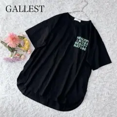 【M】ギャレスト　半袖Tシャツ　カットソー　ロゴ入り　ブラック　黒　コットン　綿