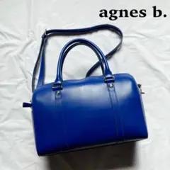 【美品】2way アニエスベー ショルダーバッグ ボストンバッグ レザーブルー