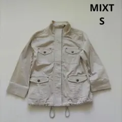 MIXT アウター　ジャンパー　ミリタリー　　S　ベージュ　風よけ　カジュアル