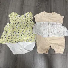 【まとめ売り】petit main 花柄ロンパース 70・80