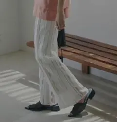 AMERI MEDI SHEER GEOMETRIC KNIT PANTS