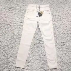 【新品】アズールバイマウジー ハイウエストボタン デニム スキニー L ホワイト