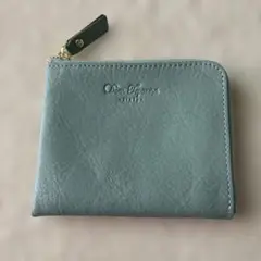コンパクト財布 くすみブルー 水色 L字ファスナー ブルー系 ミニ財布