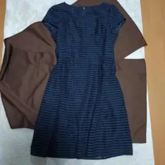 FIGNO ワンピース ネイビー38 半袖ドレス　Mサイズ