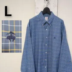 美品　ブルックスブラザーズ　長袖　BDシャツ　チェック柄　ブルー　L