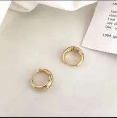 #001 ピアス シンプル ゴールド フープ アクセサリー 女性 925 シルバ