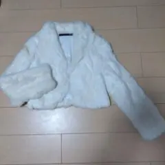 ホワイト ラビット　コート ショート丈