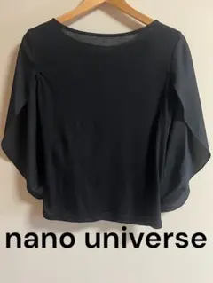 nano universe ブラック ケープ風ノースリーブ トップスFREE