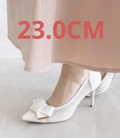 RANDA 畳みリボンポインテッドトゥパンプス 23.0cm