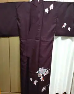 洗える着物 訪問着 葡萄色 子供神輿
