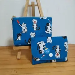 猫柄ミニポーチ＆ティッシュカバーセット