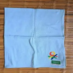 新品未使用 ベネトンBENETTON 大判 ニットハンカチ 水色 ロゴ