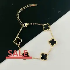 4つ葉クローバーブレスレット ブラック