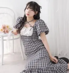 ヨークフリルバルーンスリーブマーメイドワンピース DearMyLoveRose