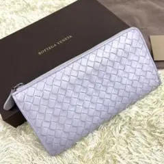 【箱付き✨】ボッテガヴェネタ イントレチャート L字 ジップ 長財布 ラベンダー