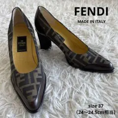 【極美品】FENDI ズッカ柄 パンプス ブラウン 37 ヒール8cm 高級