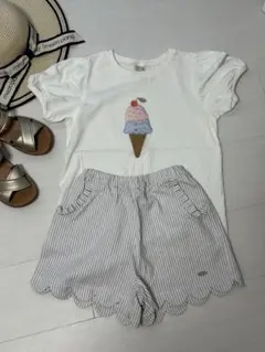 petit main アイスクリームTシャツとショートパンツ 130