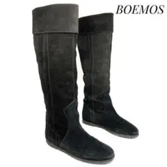 BOEMOS ボエモス スウェードロングブーツ 8106 ブラック 23.5cm