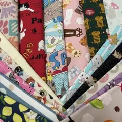 NO.200ぜんぶネコ柄ハギレ16枚(8-153)