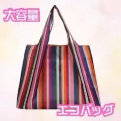 【大容量折りたたみ式ポリエステルエコバッグ】内側ポケット付き　洗える耐汚性　軽量