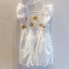 プティマイン　ひまわり　刺繍　ワンピース