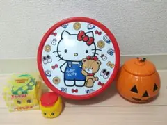 ●キティ空缶、フエキ、パンプキンバスケット空セット&限定じゃらんサンリオシール