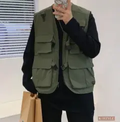 アウトドア　フィッシングベスト　マルチポケット　ルーズツールベスト　2XL