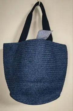 ユニクロ バケツ型カゴバッグ ストライプの布付き