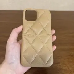お値下げ中！美品 iPhone12ケース キルティングレザー ポケット付き