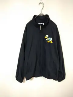 美品　ディズニー　ナイロンジャケット　メンズM～L相当　黒色　ドナルドダッグ