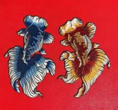 新品　刺繍ワッペン　出目金　金魚