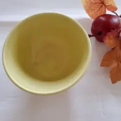 イエロー ストライプ模様 茶碗 陶器製