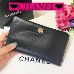CHANEL❤️ シャネル 長財布 カメリア ブラック 黒