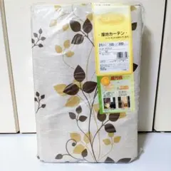 遮光厚地カーテン ベージュ ボタニカル柄 100cm × 200cm 2枚入