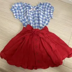 青と赤のチェック柄スカート100